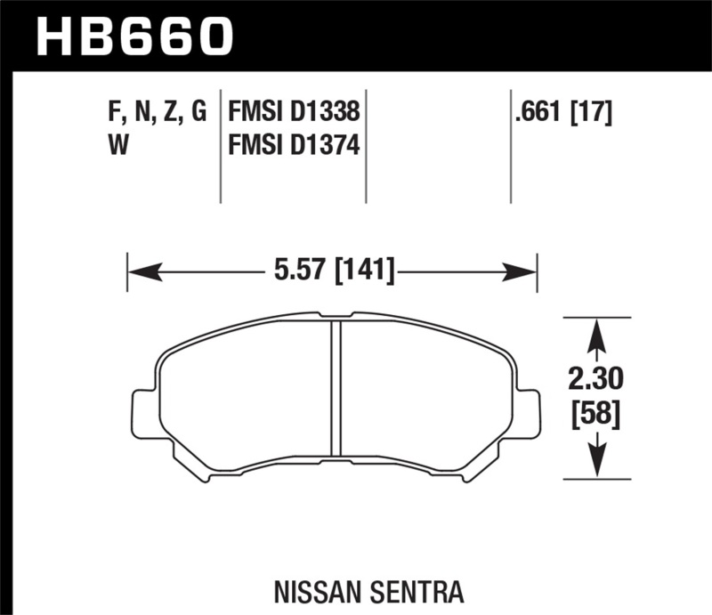 Nissan Maxima Brake Pads - Hawk Performance - Performance Ceramic - `09-`10